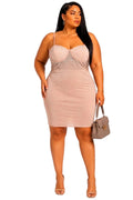 Nude Amara Plus Size Rhinestone Bustier Mini Dress