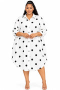 White Tessa Polka Dot Oversized Shirt Dress