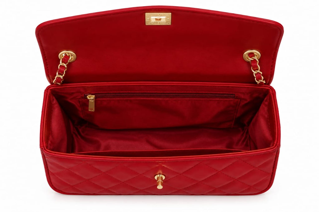 Red Colette Quilted Chain Bag