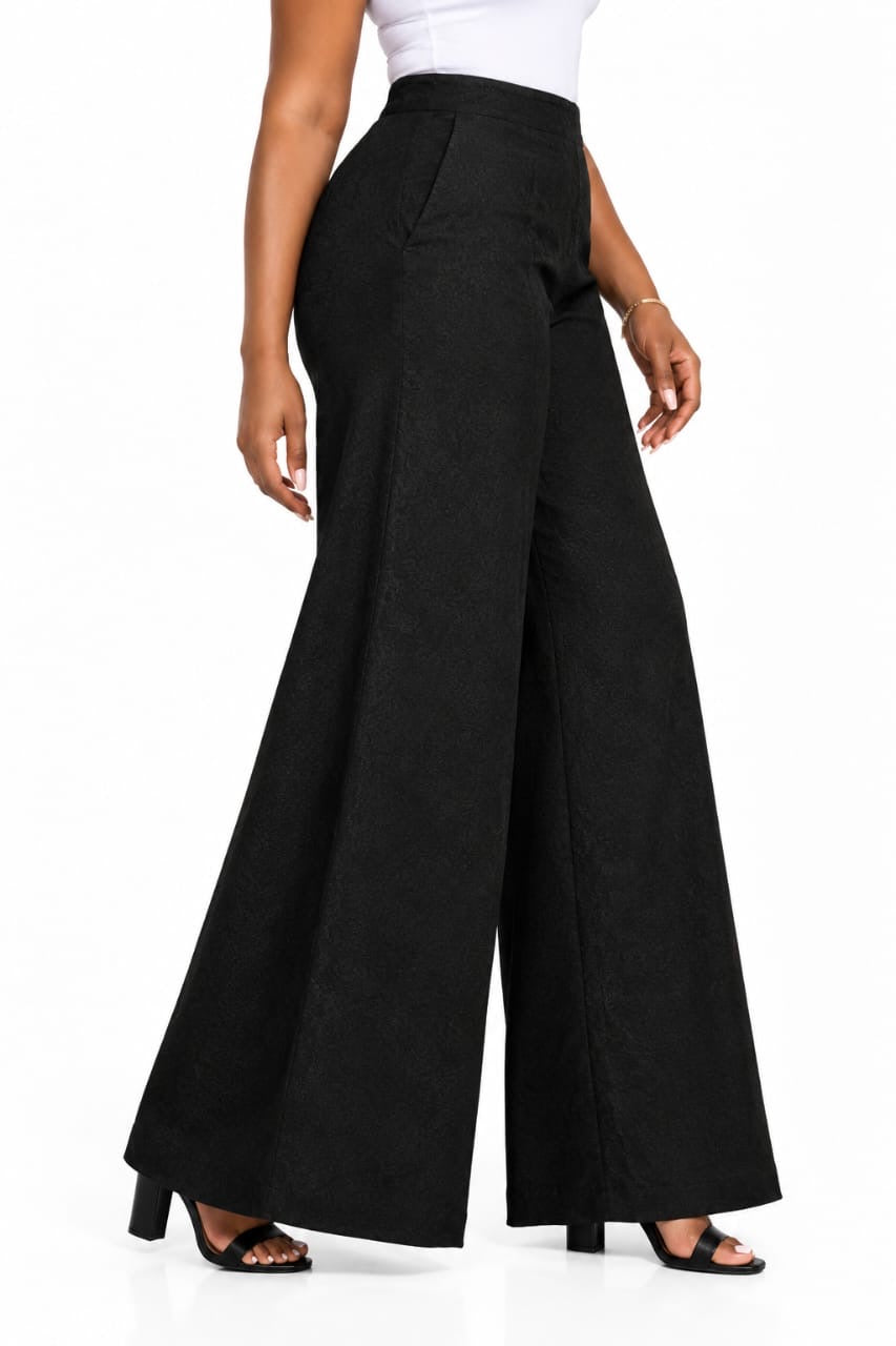 Black Lana Pleated Wide-Leg Pants