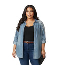Blue Sienna Plus Size Embroidered Denim Jacket&nbsp;