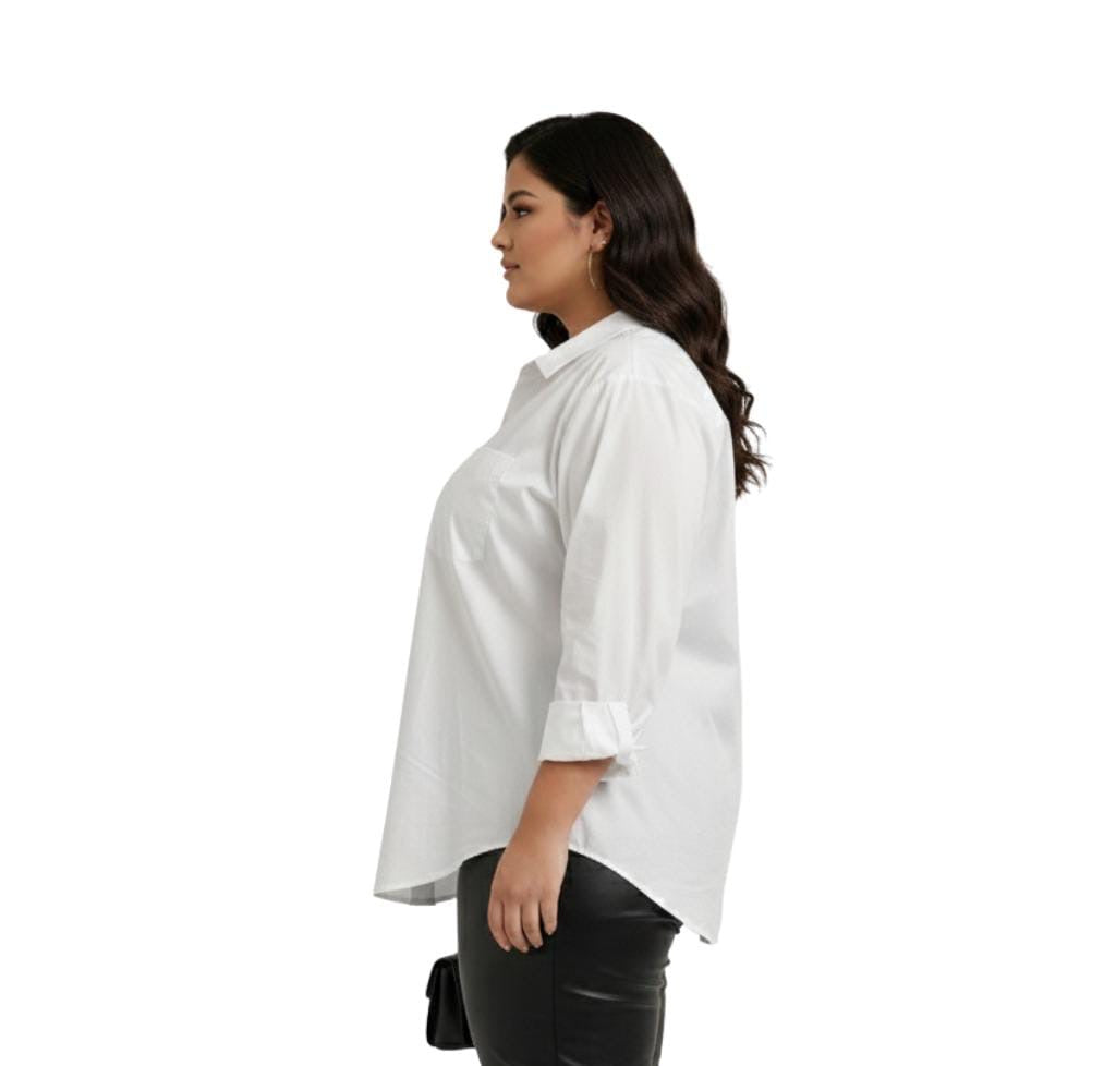 Lauren White Plus Size Button-Down Shirt