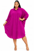 Magenta Sloane Plus Size Oversized Shirt Dress