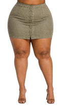 Olive Nola Plus Size Lace-Up Mini Skirt
