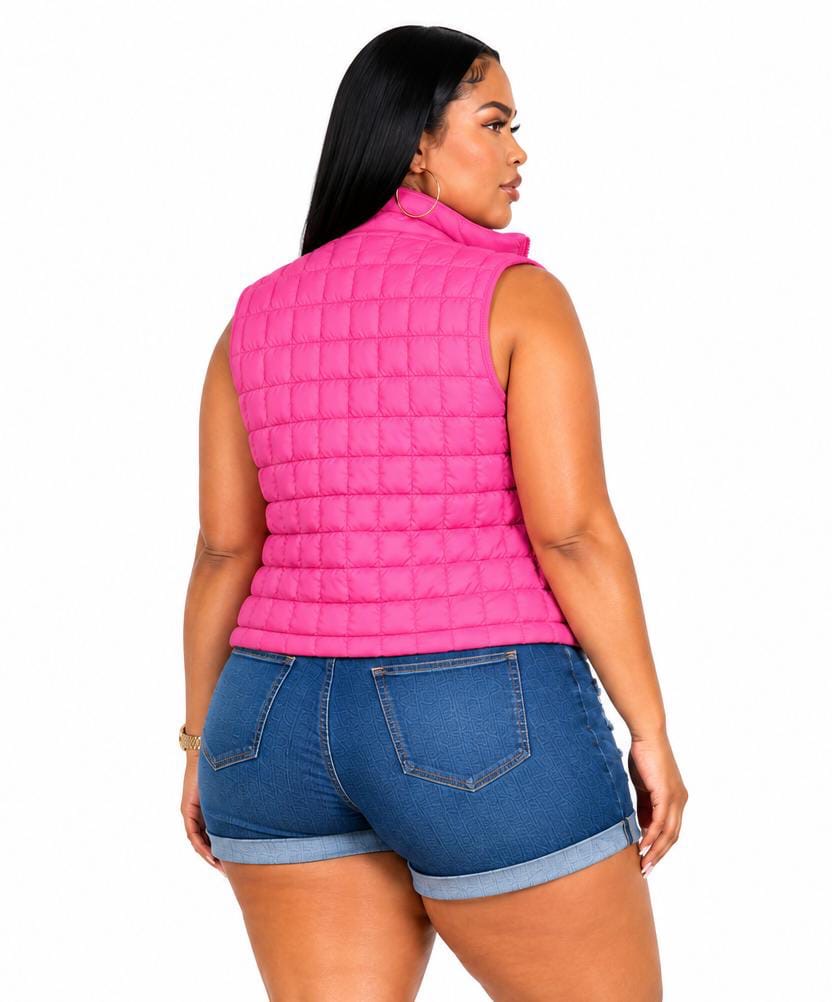 Ashley Pink Plus Size Puffer Vest
