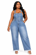 Blue Bailey Plus Size Wide-Leg Denim Overalls
