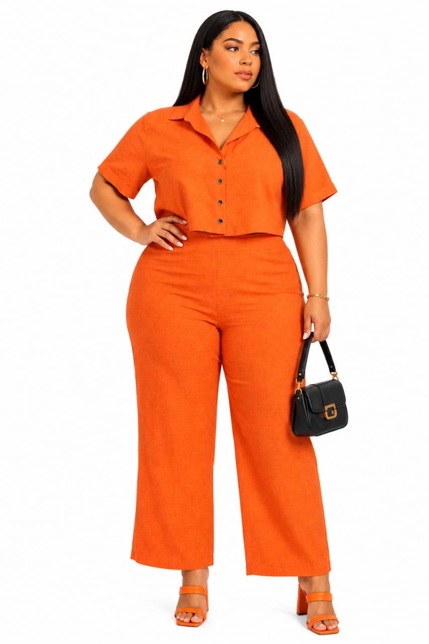 Orange Camille Plus Size 2-Piece Set