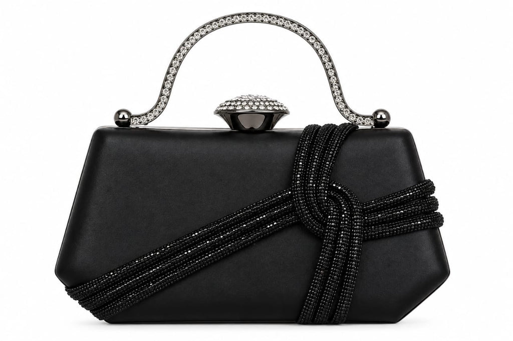 Black Evangeline Rhinestone Clutch Bag