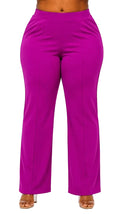 Magenta Ava Plus Size High-Waist Flare Pants