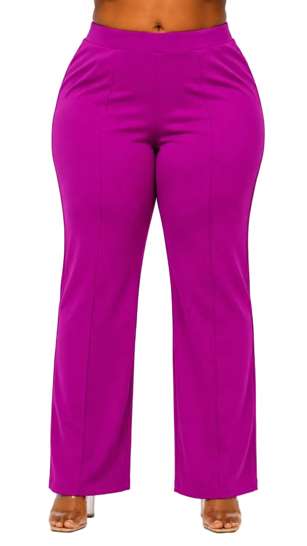 Magenta Ava Plus Size High-Waist Flare Pants