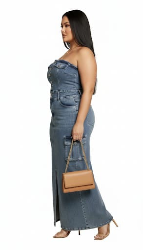 Blue Sofia Strapless Cargo Maxi Dress