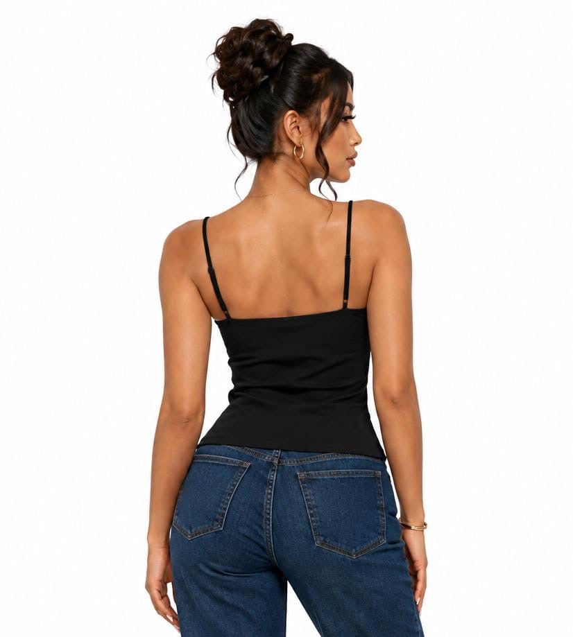 Black Parker Square Neck Crop Top