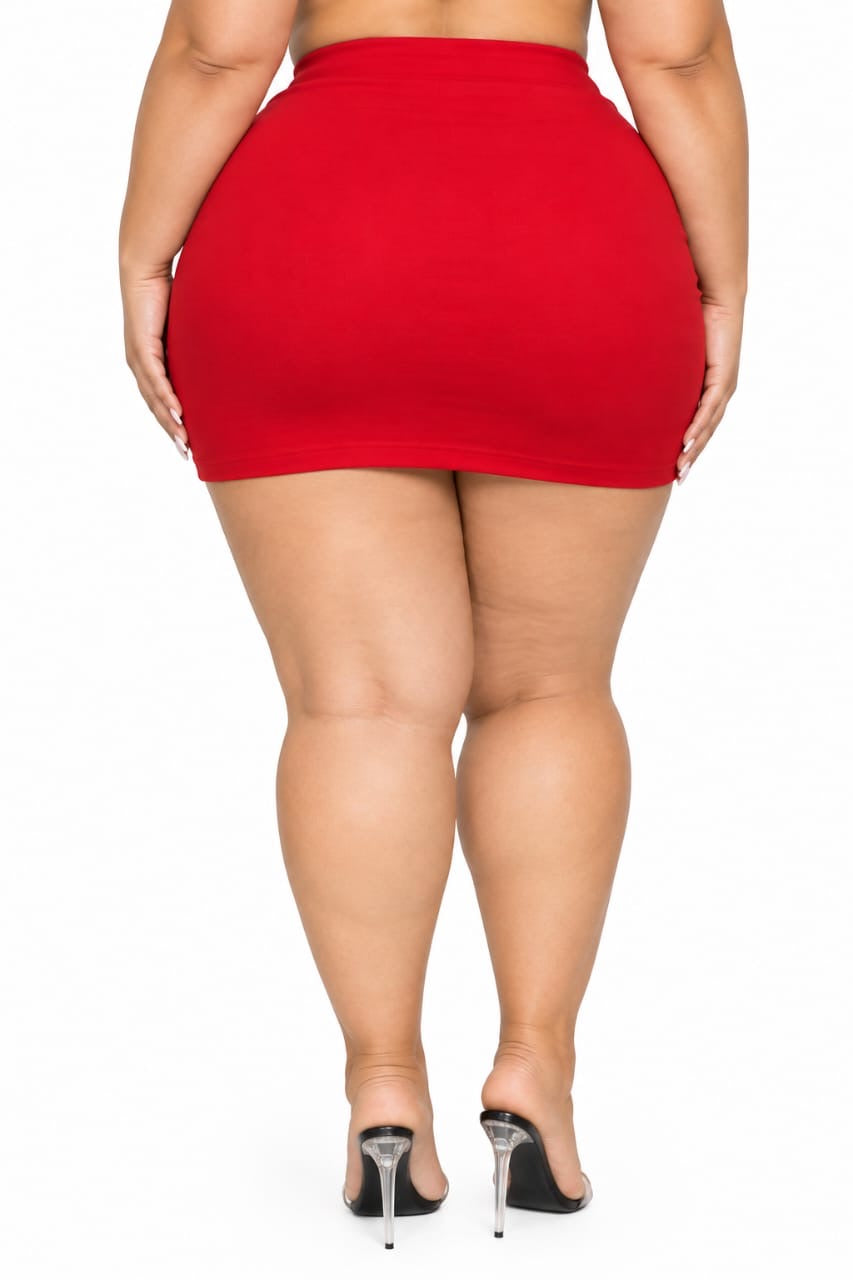 Red Millie Plus Size Mini Skirt