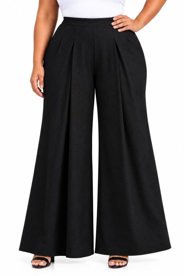 Black Lana Pleated Wide-Leg Pants