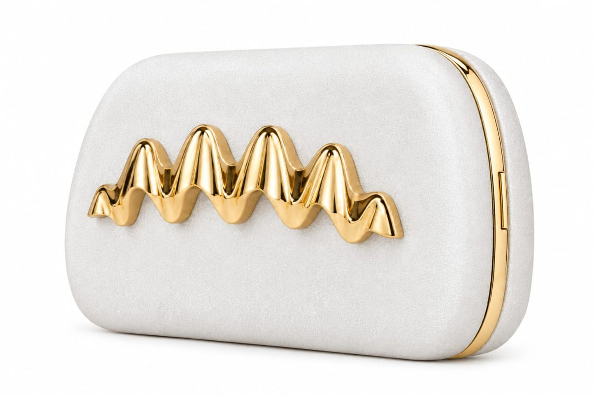 grey Cindy Gold Wave Clutch