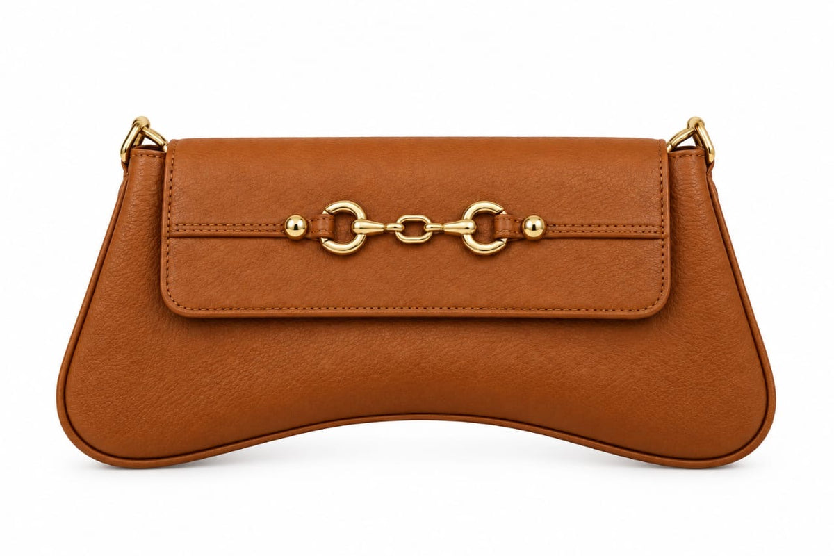 Brown Dahlia Horsebit Shoulder Bag