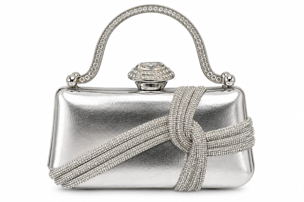 Silver Evangeline Rhinestone Clutch Bag Silver Evangeline Rhinestone Clutch Bag