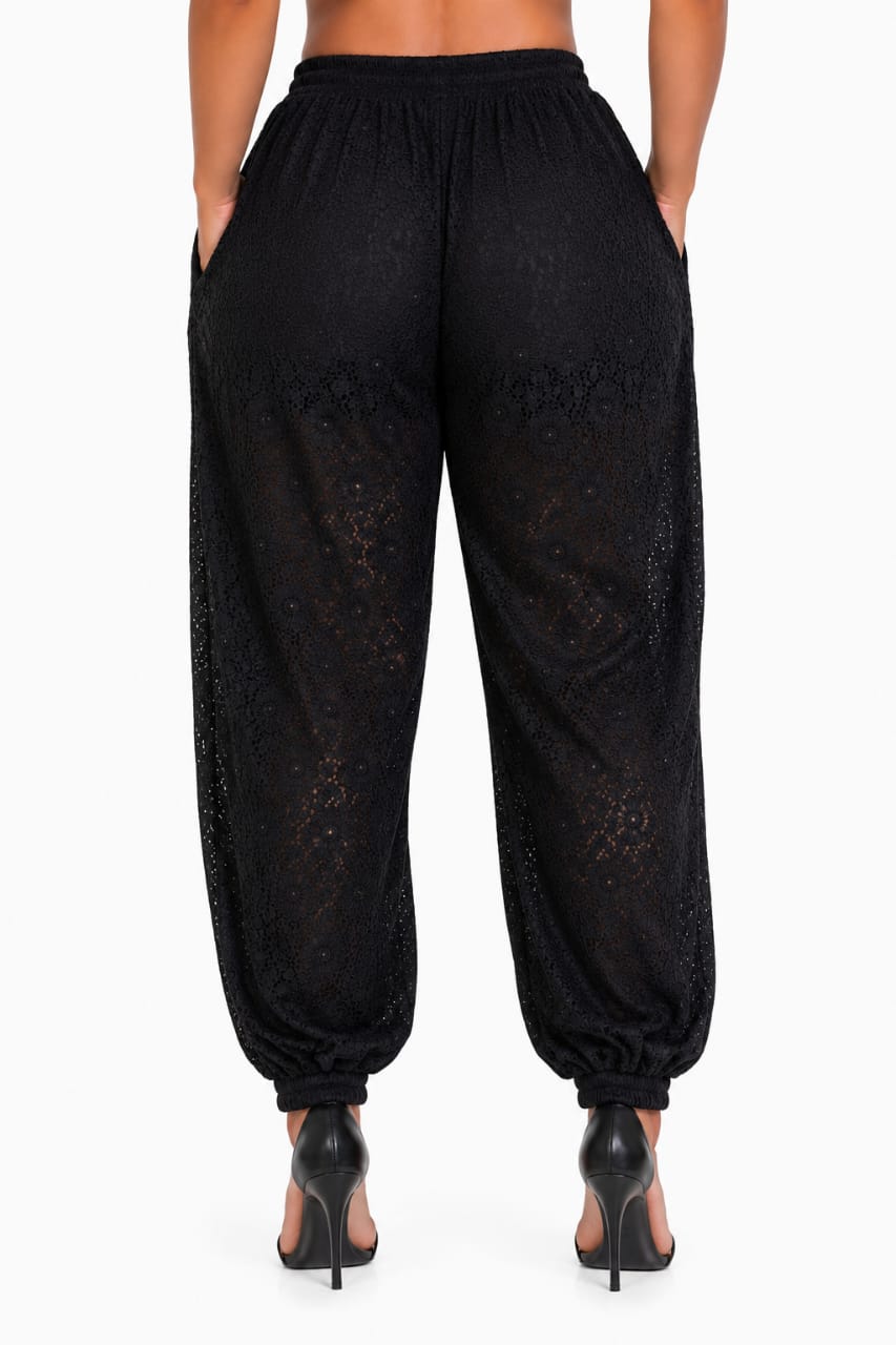 Black Willow Lace Harem Pants