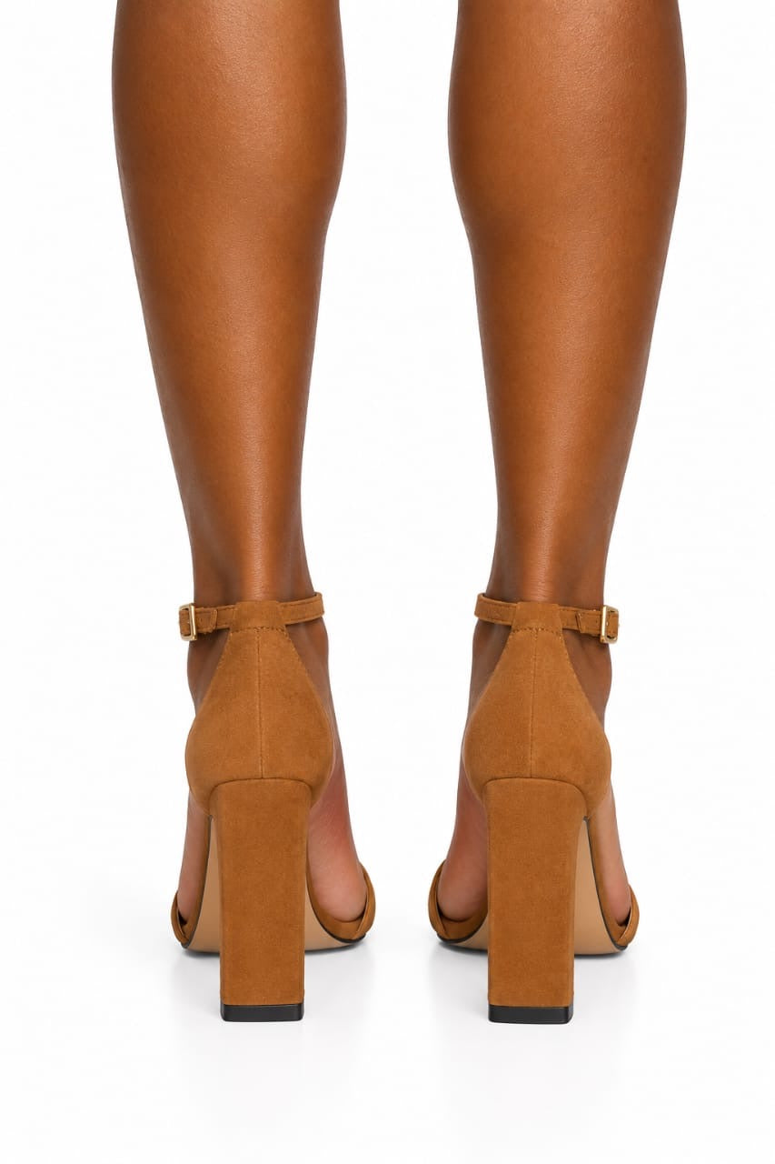 Camel Matilda Ankle Strap Block Heel Sandals
