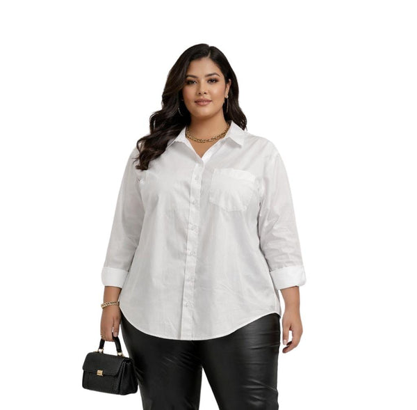 Lauren White Plus Size Button-Down Shirt
