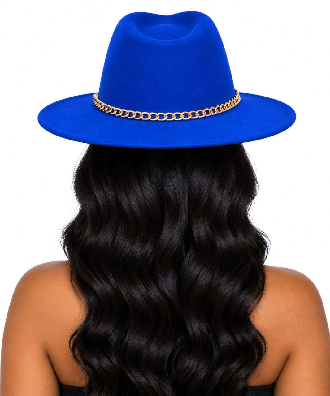 Blue Bridget Gold Chain Fedora Hat