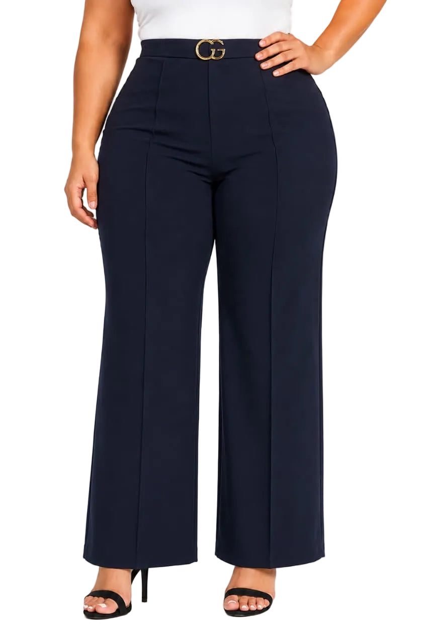 Navy Ophelia High-Waist Wide-Leg Pants