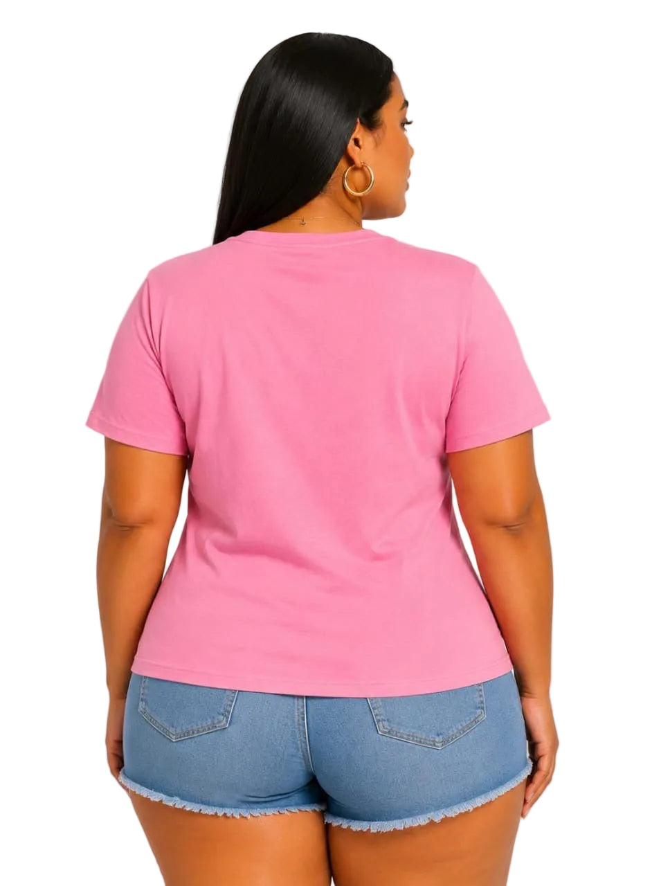 Pink Tequila Made Me Do It Graphic Plus Size T-Shirt