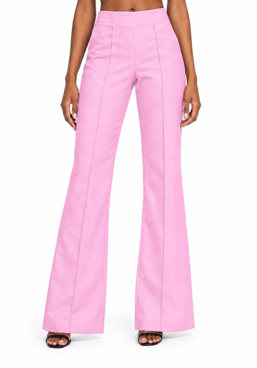 Pink Aubrey High-Waisted Flare Pants