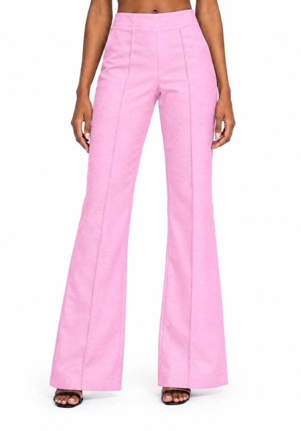 Pink Aubrey High-Waisted Flare Pants