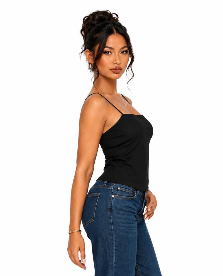 Black Parker Square Neck Crop Top