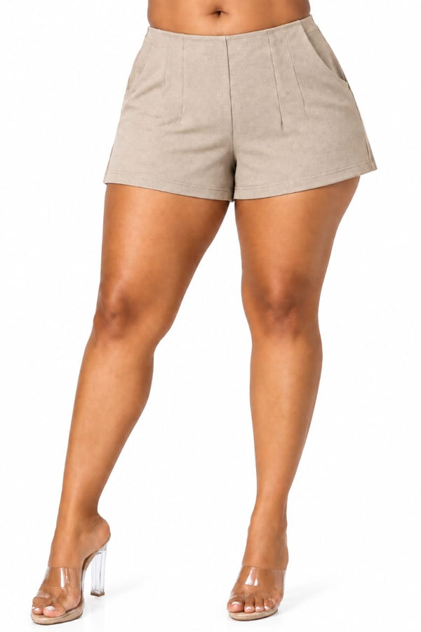 Beige Reese High-Waisted Tailored Shorts