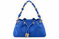 Blue Elena Suede Drawstring Handbag