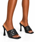 Black Maisie Quilted Mule Heels