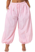 Pink Aurelia Plus Size Drawstring &nbsp;Baggy Balloon Pants