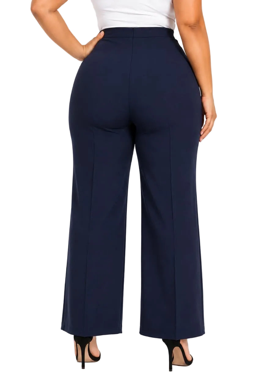 Navy Ophelia High-Waist Wide-Leg Pants