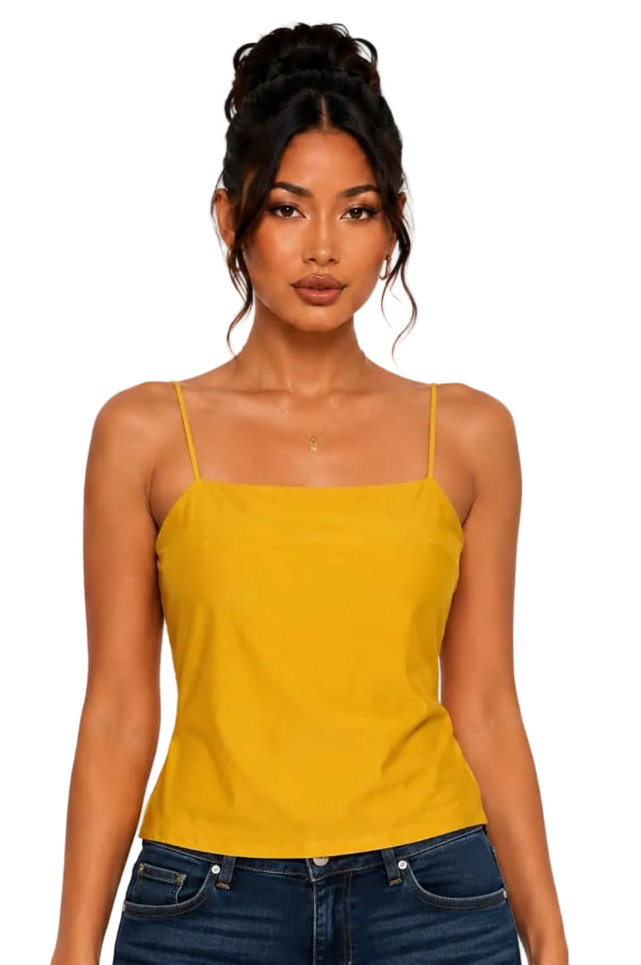 Mustard Parker Square Neck Crop Top