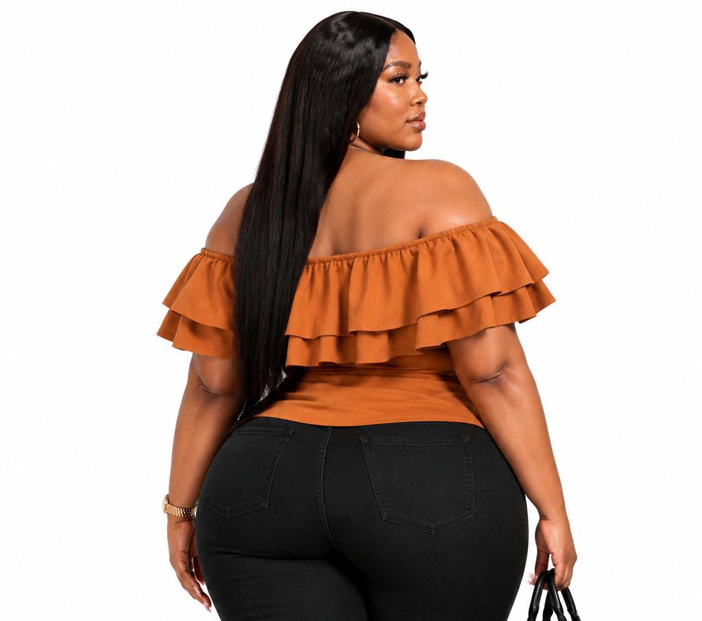Copper Hazel Plus Size Off-Shoulder Ruffle Top