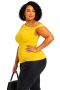 Yellow Aria Plus Size One-Shoulder Knot Top