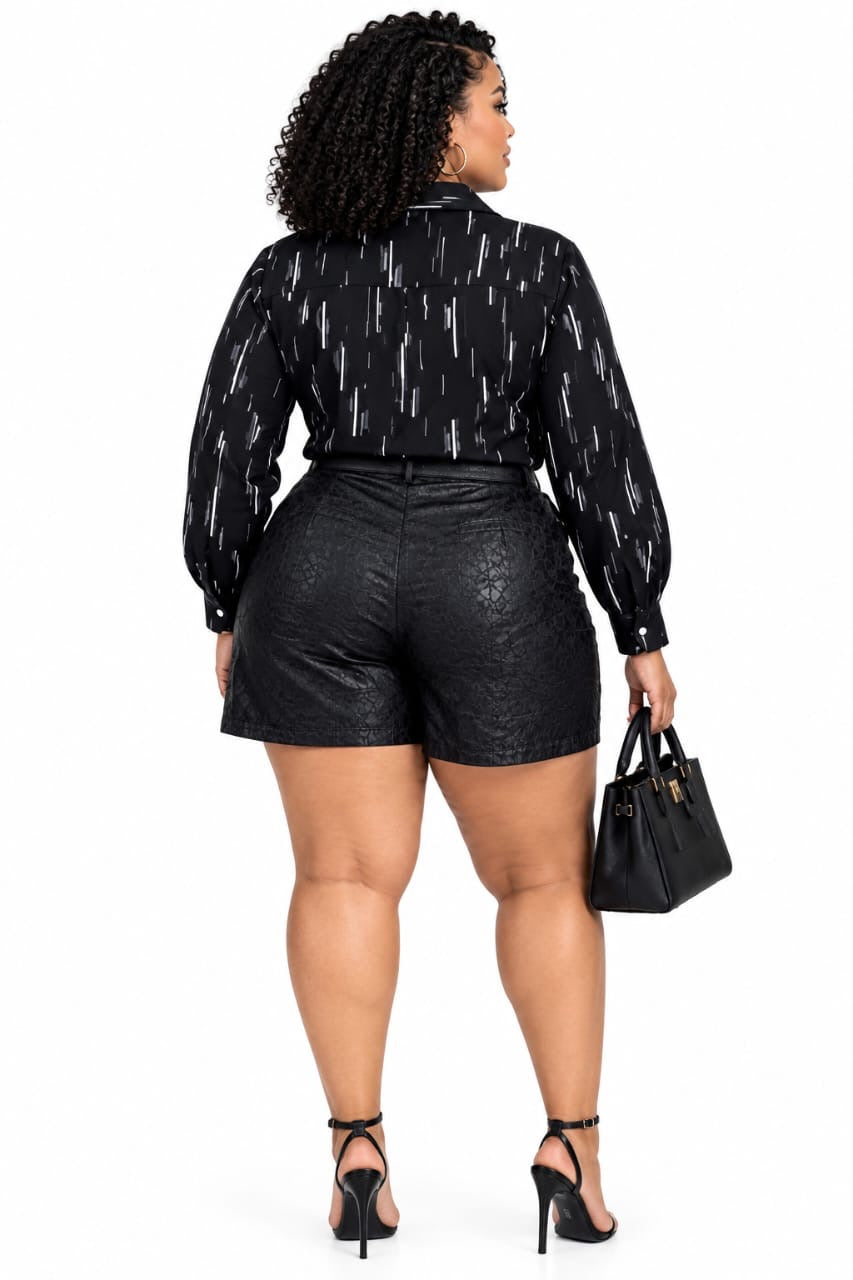 Black Aspen Printed Shirt &amp; Black Helena Shorts Curated Look
