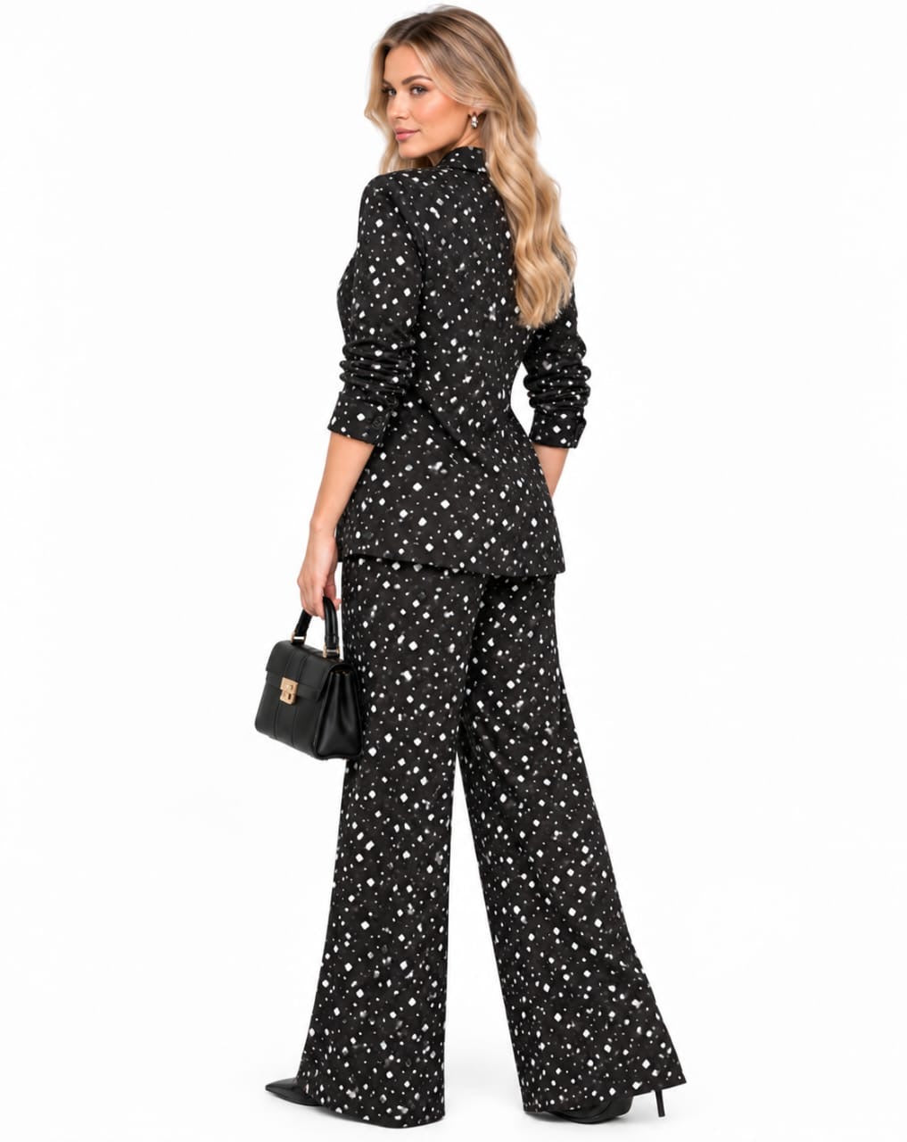 Black Sloane Polka Dot Shirt &amp; Wide-Leg Pants Set