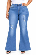 Blue Talia Plus Size Distressed Flare Jeans