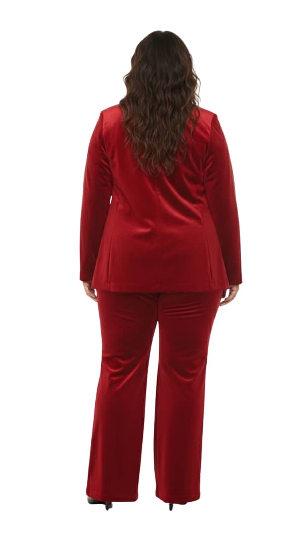 Red Velvet Aria Plus Size Blazer and Wide Leg Pants Set