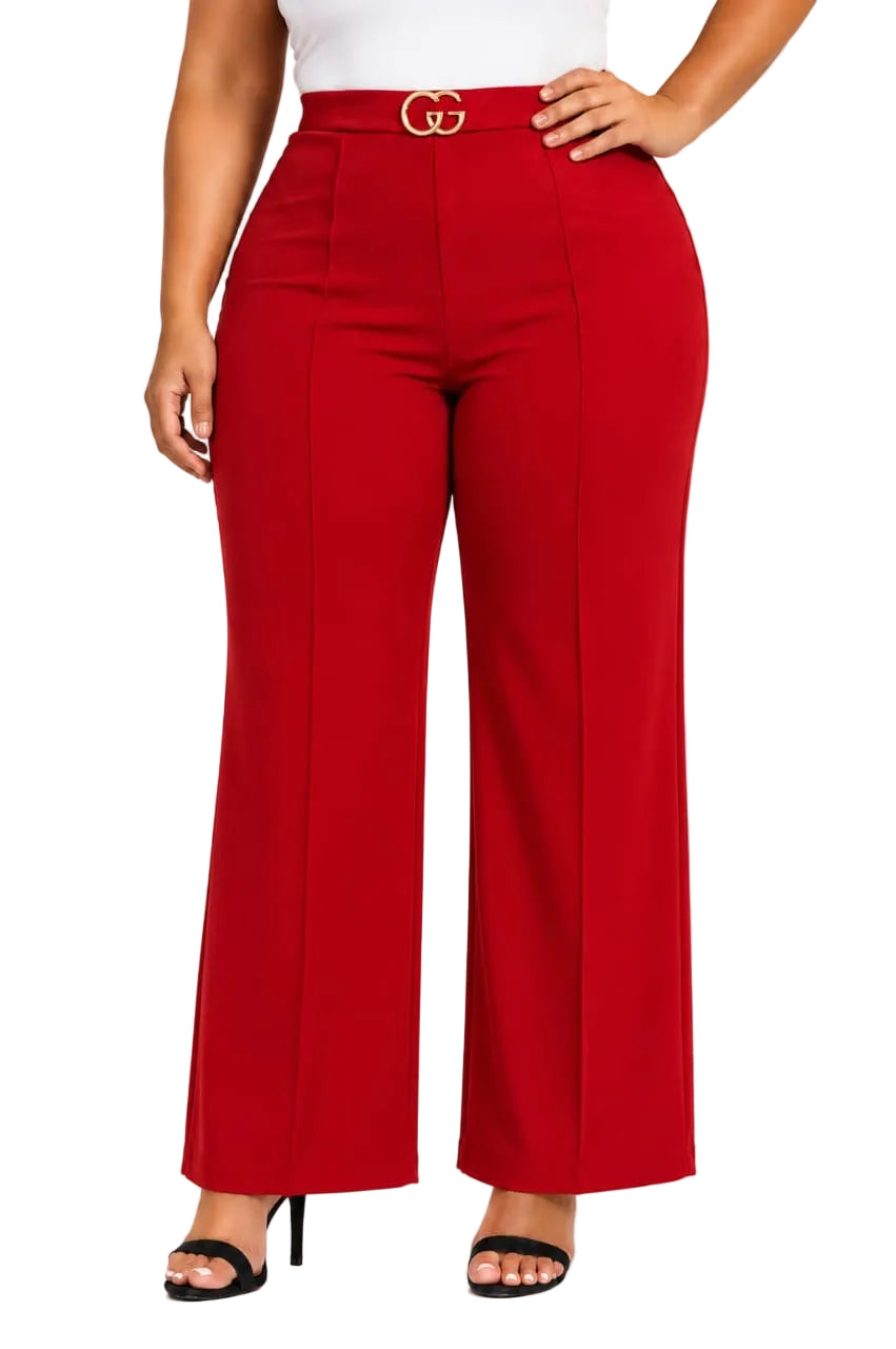 Red Ophelia High-Waist Wide-Leg Pants