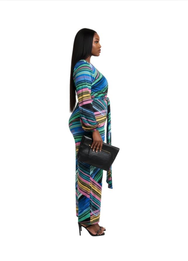 Multicolor Abstract Ariana Plus Size Wrap Wide Leg Jumpsuit