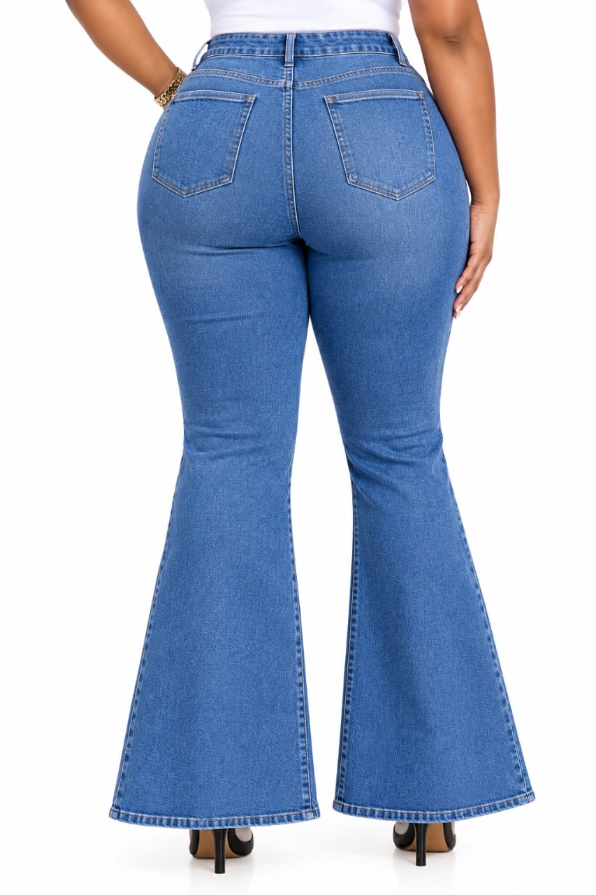 Blue Talia Plus Size Distressed Flare Jeans