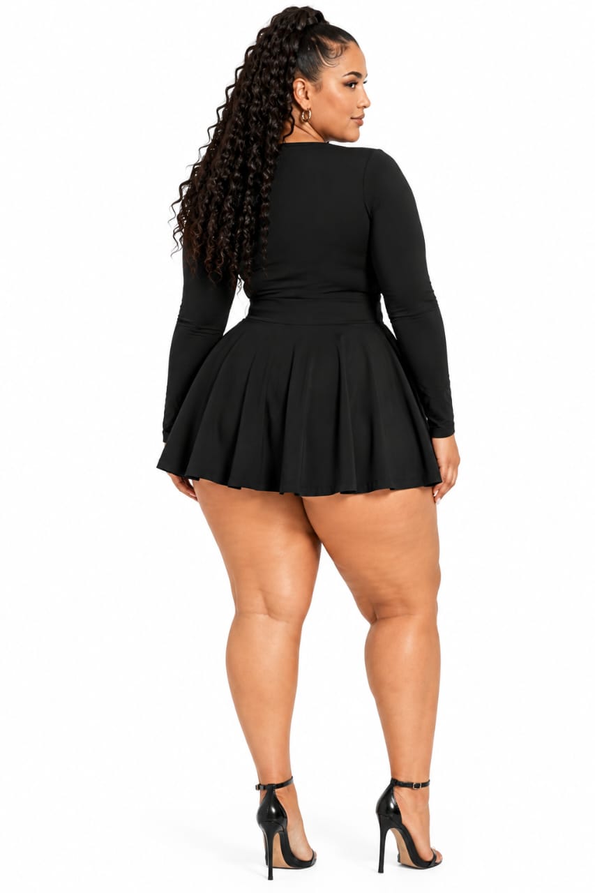 Black Zoe Long Sleeve Peplum Mini Dress