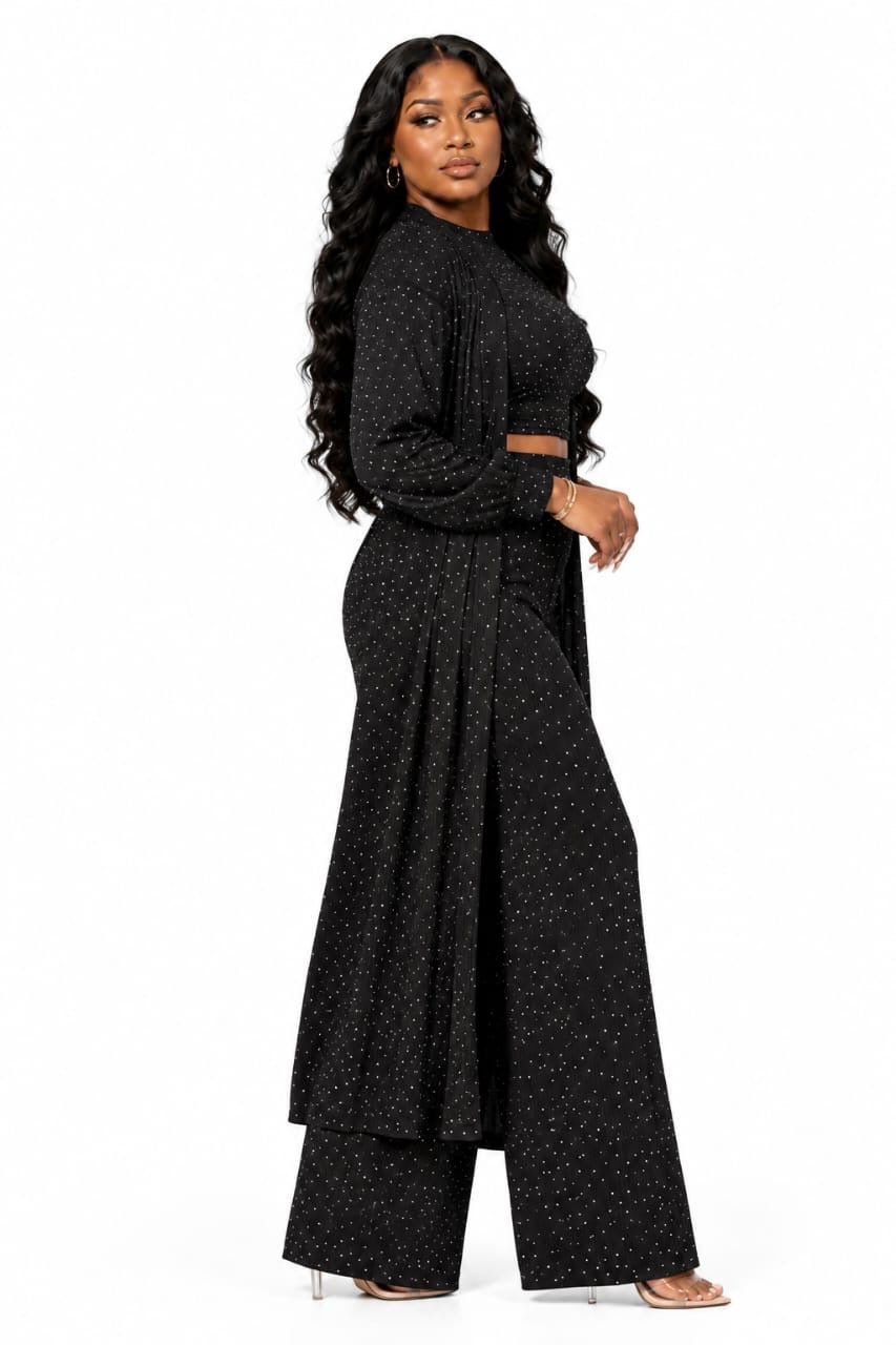 Black Piper Plus Size Rhinestone 3-Piece Set