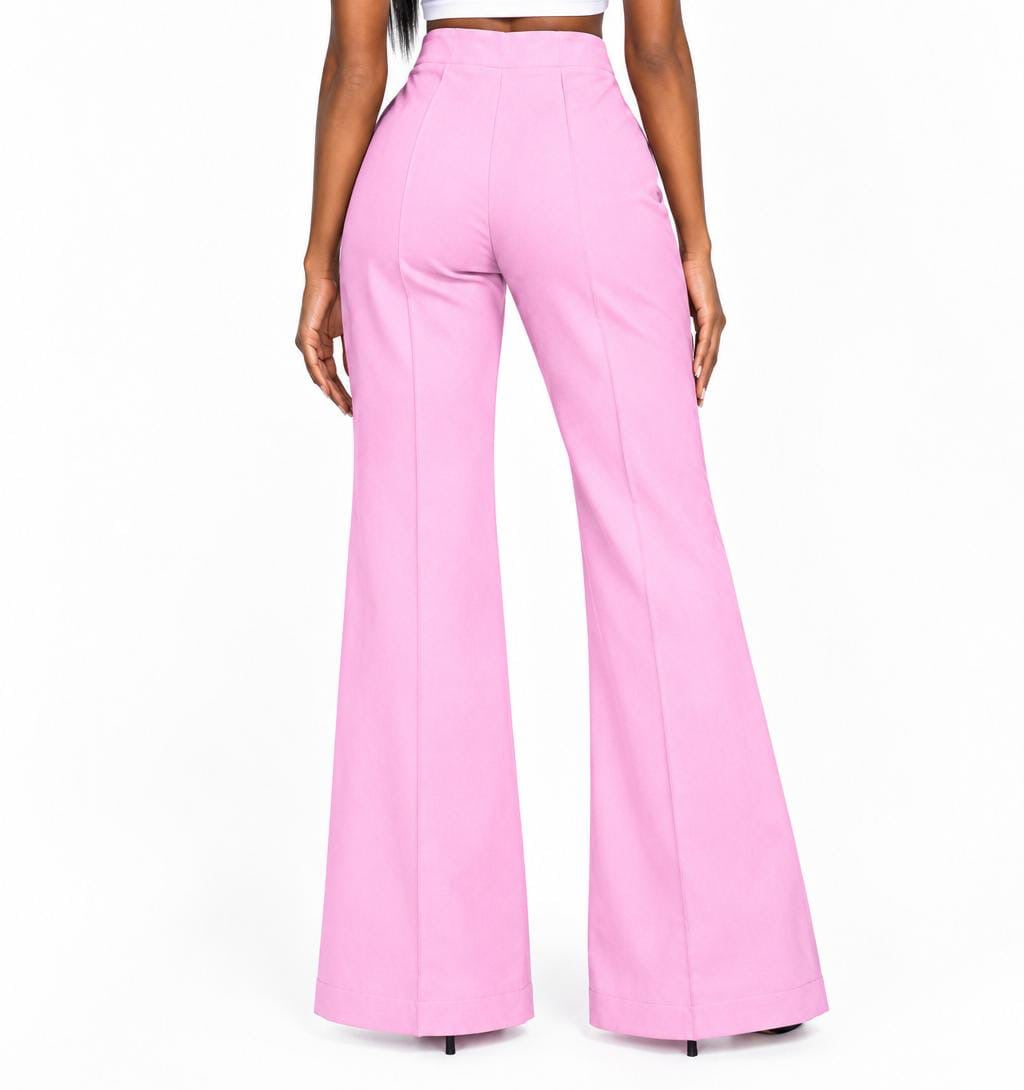 Pink Aubrey High-Waisted Flare Pants