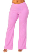 Pink Ava Plus Size High-Waist Flare Pants