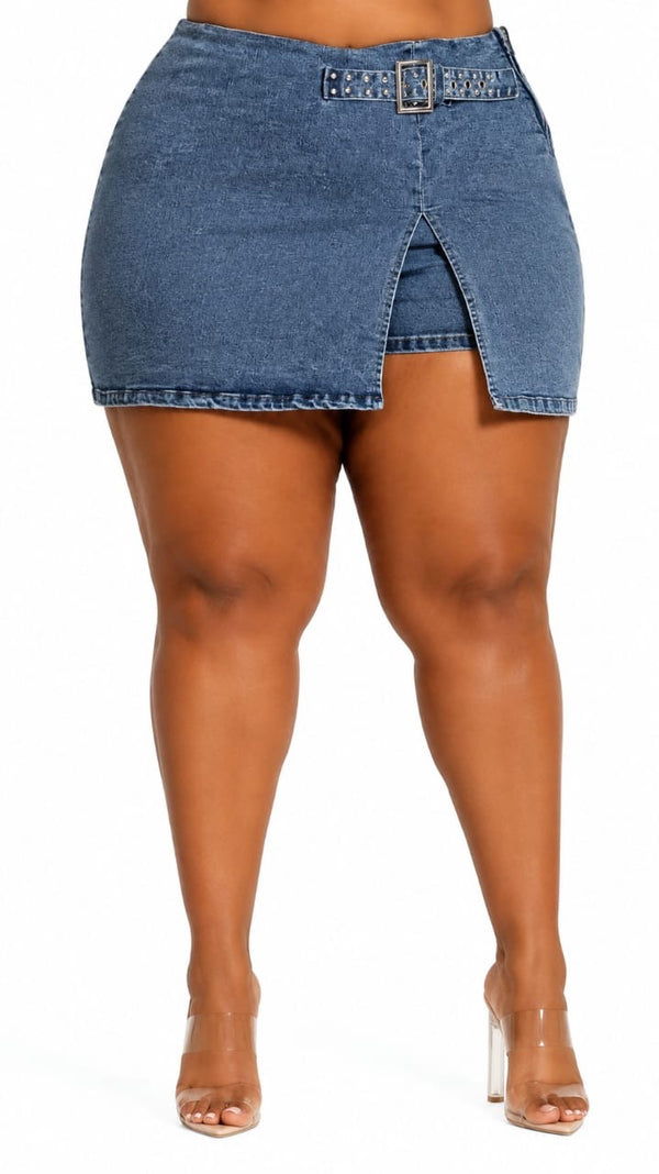 Blue Nola Studded Belted Mini Skort&nbsp;